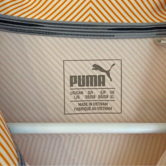 Puma Men’s golf polo striped orange and white dry cell technology size large GUC - Picture 3 of 8
